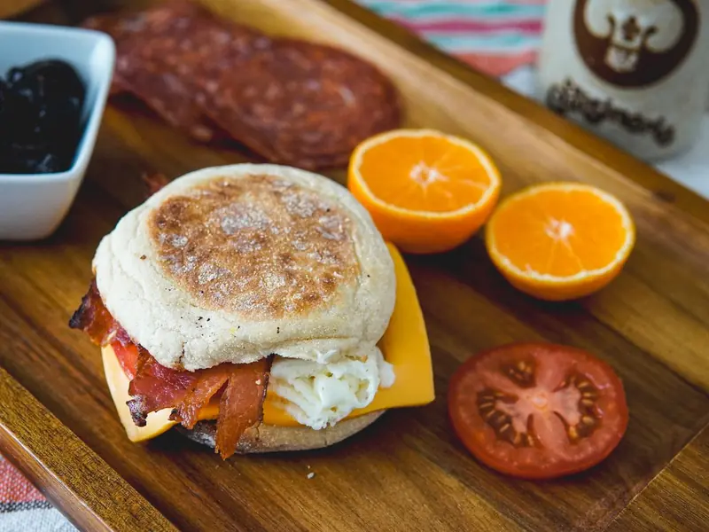 Sheetz-style breakfast biscuit sandwich photo